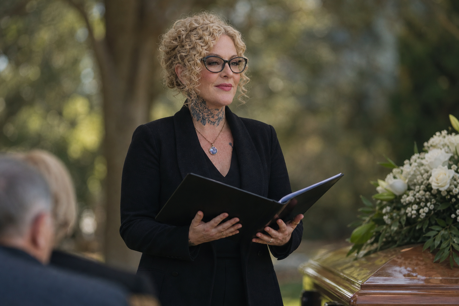 Crystal Bettencourt officiating an outdoor ceremony